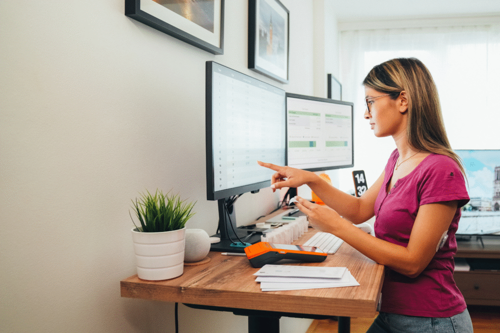 Electric adjustable standing desk with digital controls